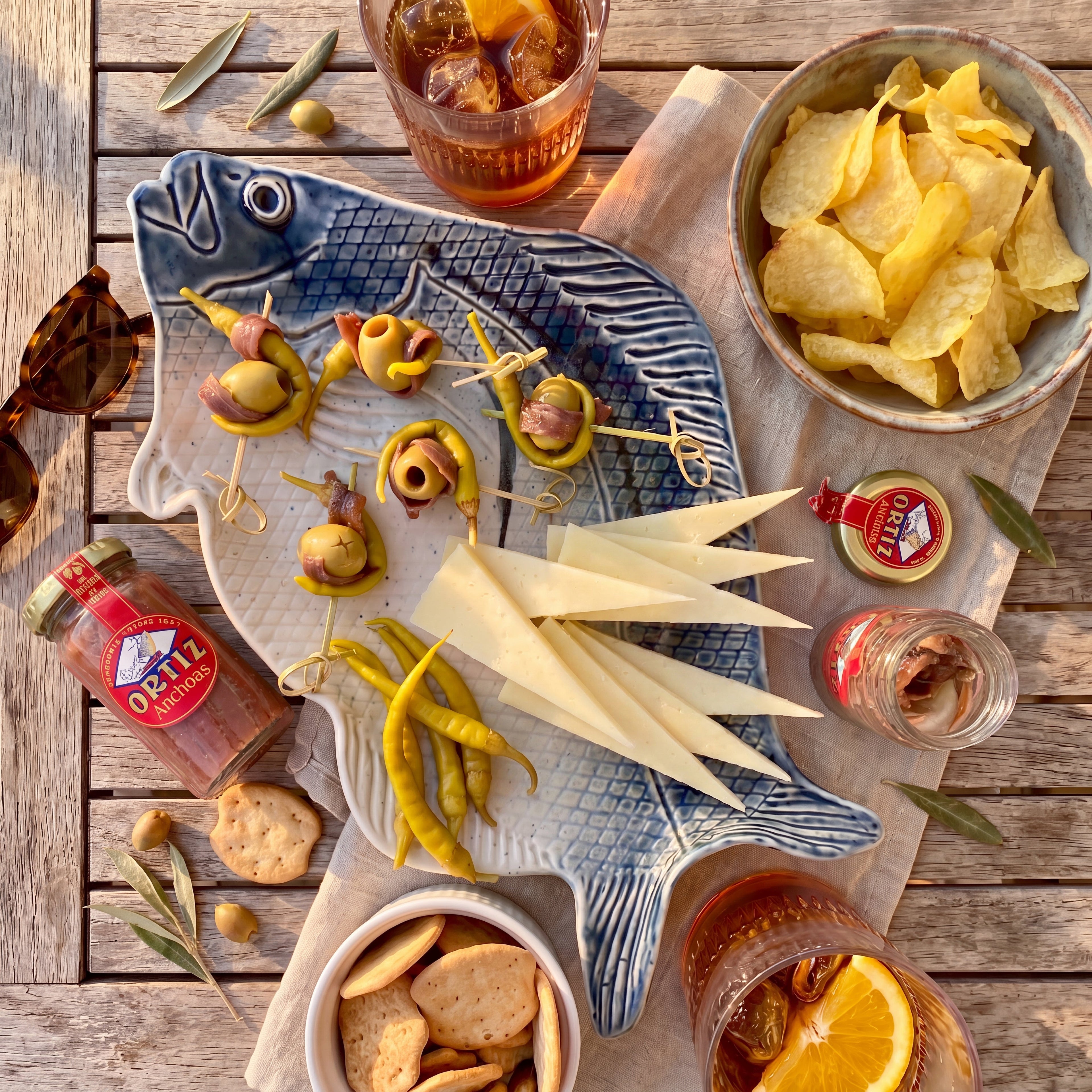 Ortiz anchovies with guidillas and bonilla crisps