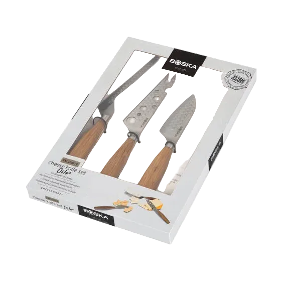 Boska cheese knife set packaging on a white background
