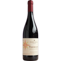 Red wine bottle with a visible label on a white background