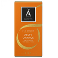 Orange packaging of Aine handmade chocolate with 'Zesty Orange' flavor description.