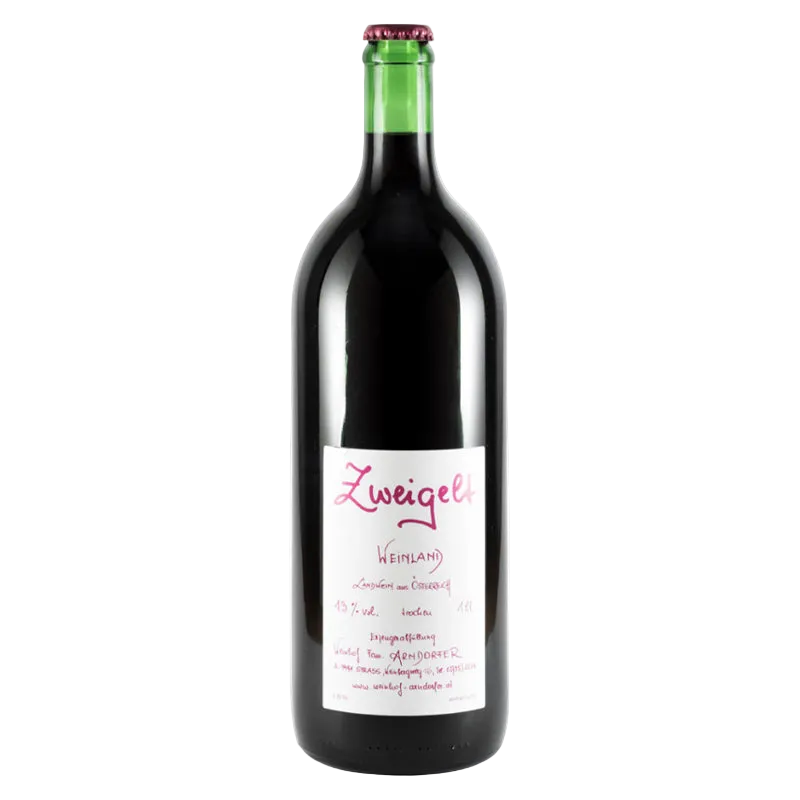 Wine bottle with a label on a white background