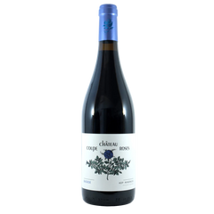 Wine bottle with a label on a white background