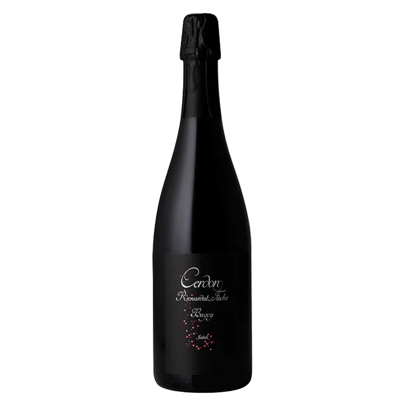 Black wine bottle with a visible label on a white background