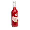 Red bottle of lemonade with a white label on a white background
