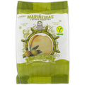 Snack package with olive design and text on a white background