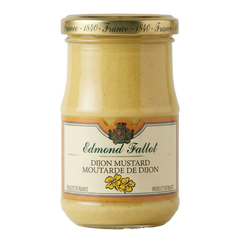 Jar of Edmond Fallot Dijon mustard on a white background