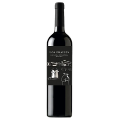 Wine bottle with 'Los Frailes' label on a white background