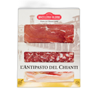 Packaged meat product with 'Antica Macelleria Falorni' branding on a white background