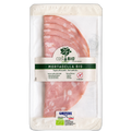 Packaged mortadella with 'Cosi Bio' label on a white background