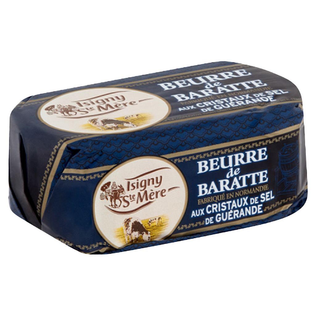 Isigny Le Mère butter packaging on a white background