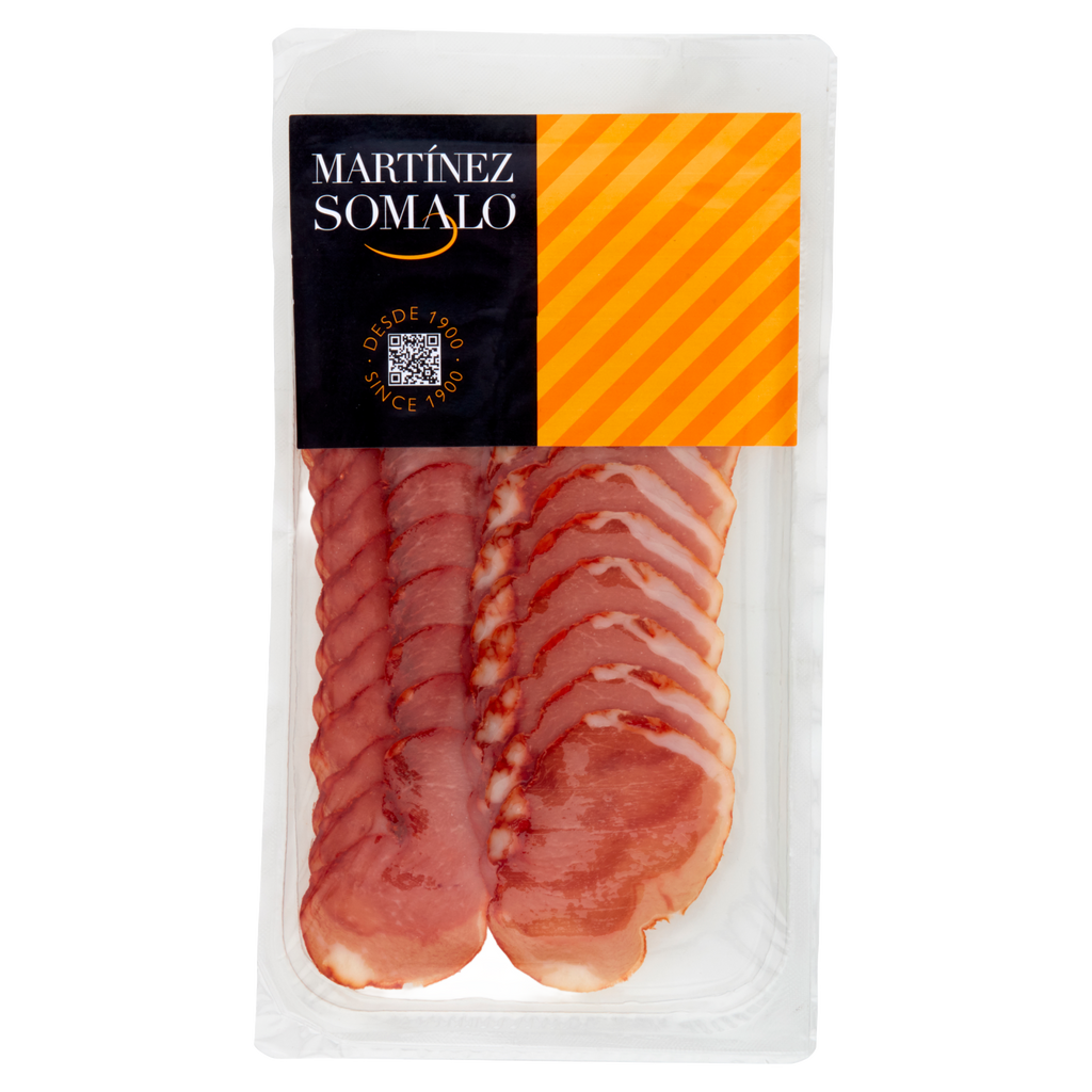 Packaged sliced meat with Martínez Somalo branding on a white background
