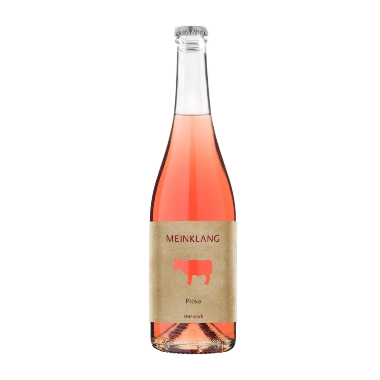 Rose wine bottle with MEINKLANG label on a white background
