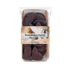 Packaged chocolate orange slices with a visible brand label on a white background