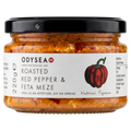 Jar of Odysea Roasted Red Pepper & Feta Meze on a white background