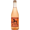 Bottle of orange wine with a label on a white background