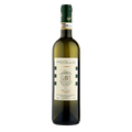 Wine bottle with a label on a white background