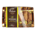 Packaged pastry with pistachio cream from Positano on a white background