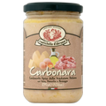 Jar of Rustichella d'Abruzzo Carbonara pasta sauce on a white background