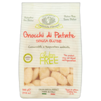 Bag of gluten-free potato gnocchi with branding and product details on a white background