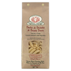 Pasta package with brand logo and product details on a white background