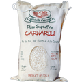 Bag of Carnaroli rice with branding and product details on a white background