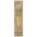 Pasta package with spaghetti sticks on a white background