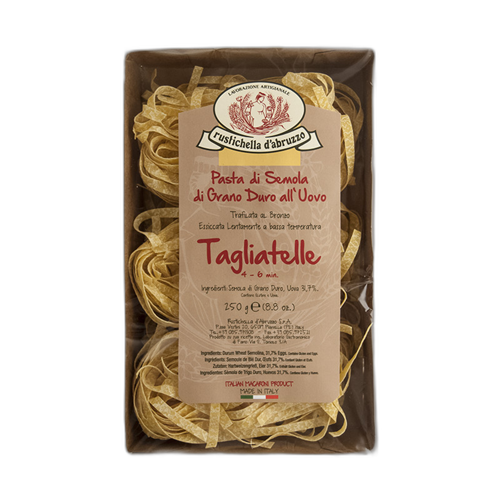 Box of Tagliatelle pasta with a visible brand logo on a white background