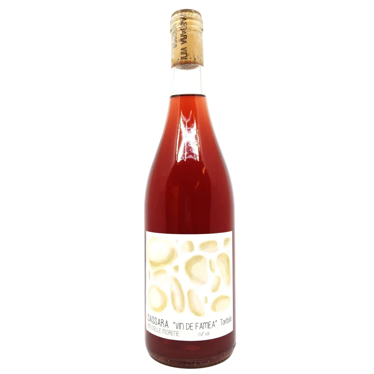Bottle of red wine with a cork on a white background