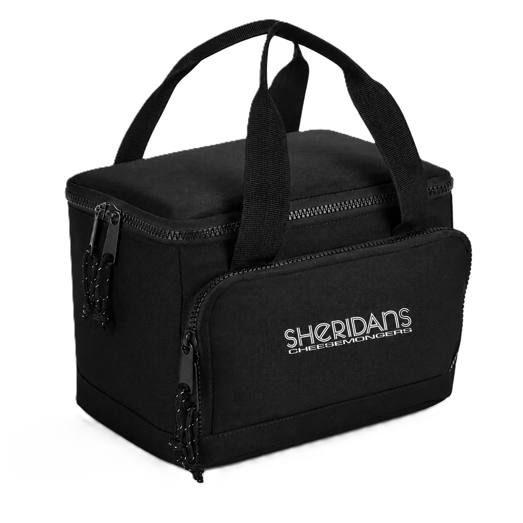 Black bag with 'Sheridan's' logo on a white background