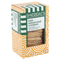 Box of Sheridan's Irish mixed-seed crackers with green and orange design.