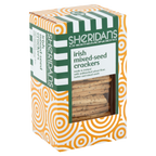 Box of Sheridan's Irish mixed-seed crackers with green and orange design.