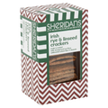 Box of Sheridan's Irish rye & linseed crackers with a chevron pattern.