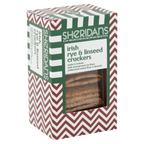 Box of Sheridan's Irish rye & linseed crackers with a chevron pattern.