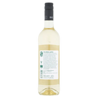 White wine bottle with a visible label on a white background