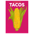 Book cover with a corn illustration on a pink background and 'TACOS' text.