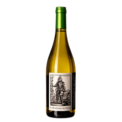 Wine bottle with a label on a white background