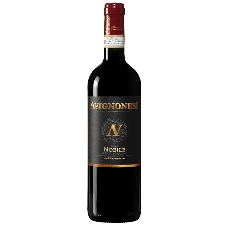 Avignonesi Nobile wine bottle on a white background