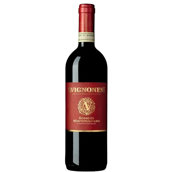 Red wine bottle with a prominent label on a white background