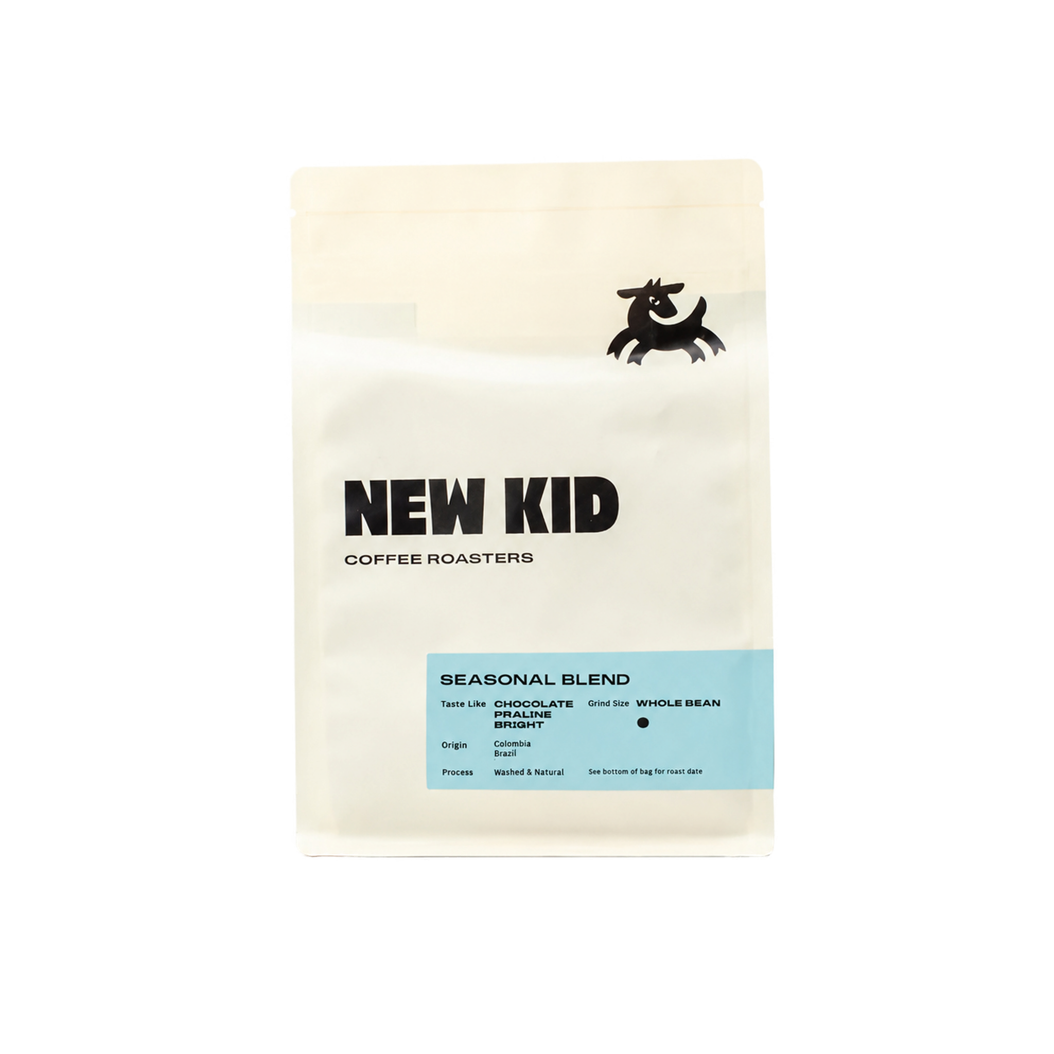 Coffee bag from New Kid Coffee Roasters on a white background