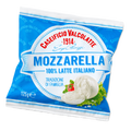Mozzarella cheese package with 'Caseificio Valcolatte' branding on a white background