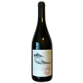 A dark glass wine bottle with a black capsule and a cream-colored label featuring a black ink sketch of a cat wearing sunglasses and a red circular seal.