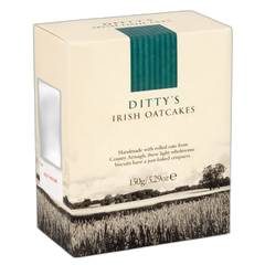 Box of Ditty's Irish Oatcakes with a scenic design on the packaging.
