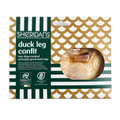 Packaged duck leg confit with Sheridan's branding on a decorative box.