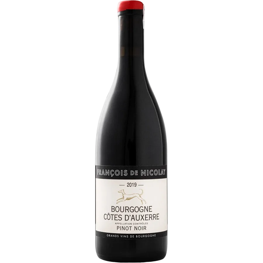 Wine bottle with a label on a white background