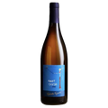 Wine bottle with a blue label on a white background