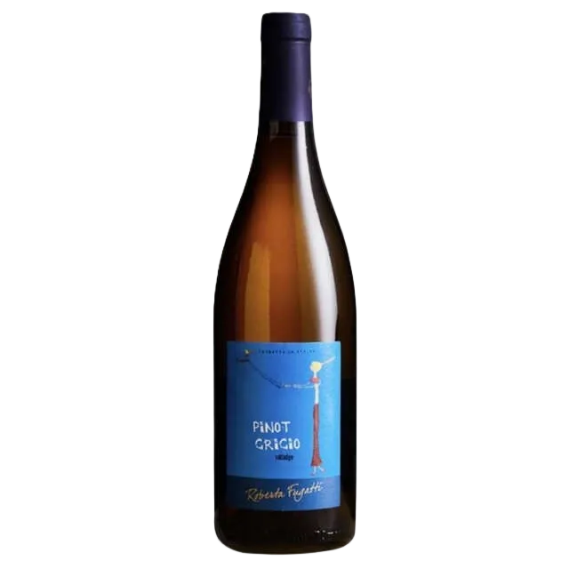 Wine bottle with a blue label on a white background