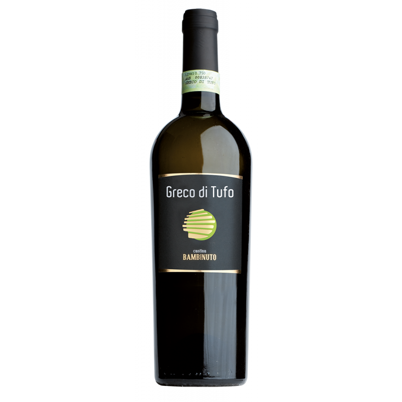 Wine bottle labeled 'Greco di Tufo' on a white background