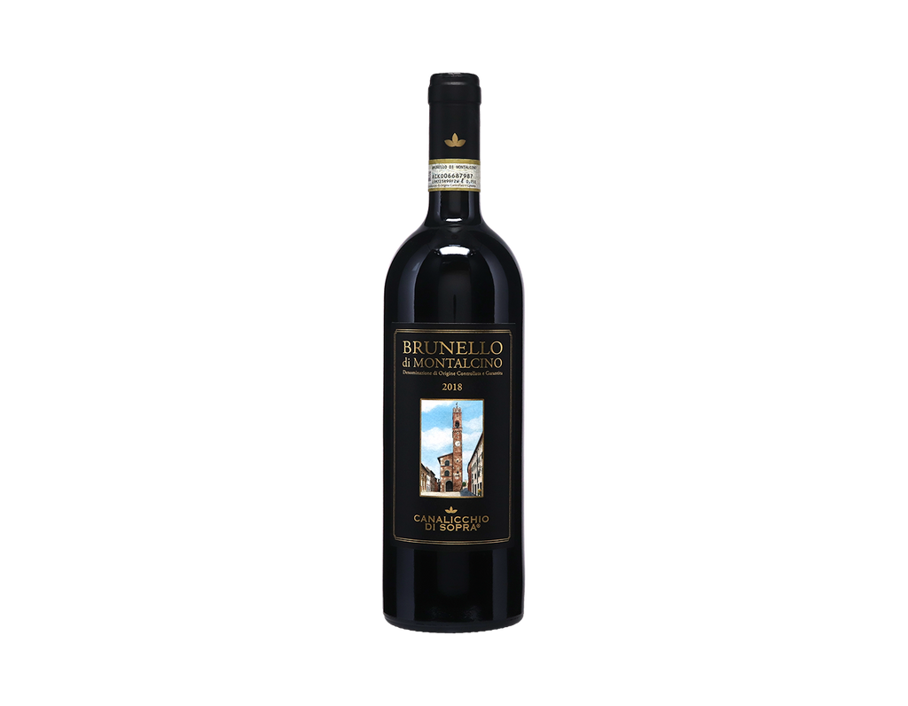 Bottle of Brunello di Montalcino wine on a white background