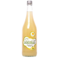 Bottle of lemonade with a label on a white background