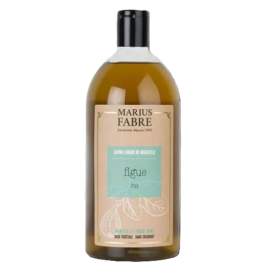 One litre pump bottle of Marius Fabre Marseille liquid soap in fig fragrance